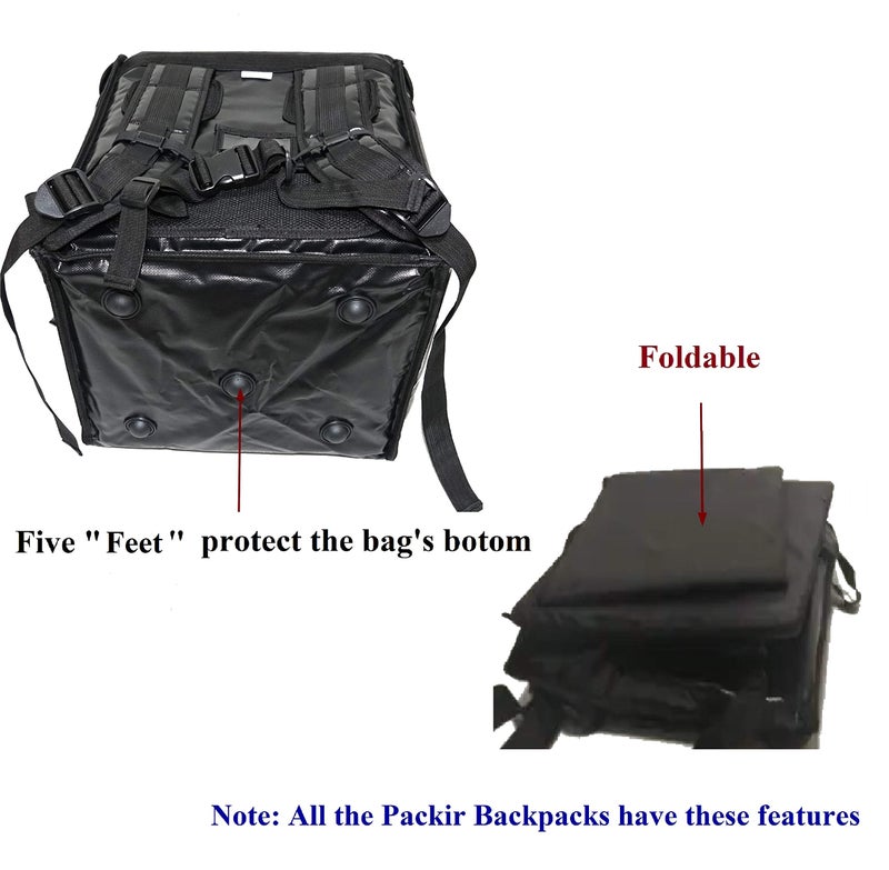 Packir PK-76F: Large Doubledeck Insulated Pizza/Food Delivery Backpack, 16"x 15"x 18", with Divider, Cup Holder. Waterproof Thermal Food Take-Out Box, Keep Hot/Cold, 76Liters (Black) - Image 5